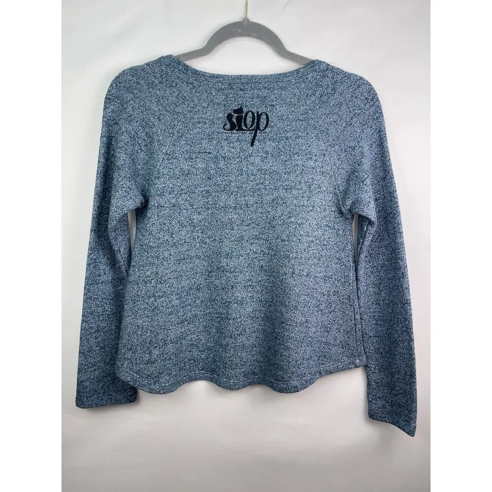 Threads 4 Thought Save the Elephants Recycled Long Sleeve Shirt Blue XS - Picture 3 of 8